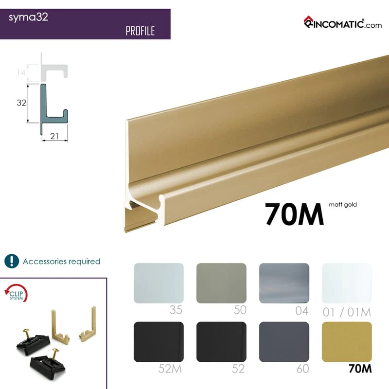 SYMAG 32 Profile Handle - Matt Gold - 2670 mm (105 1/8 inches) - Image 2