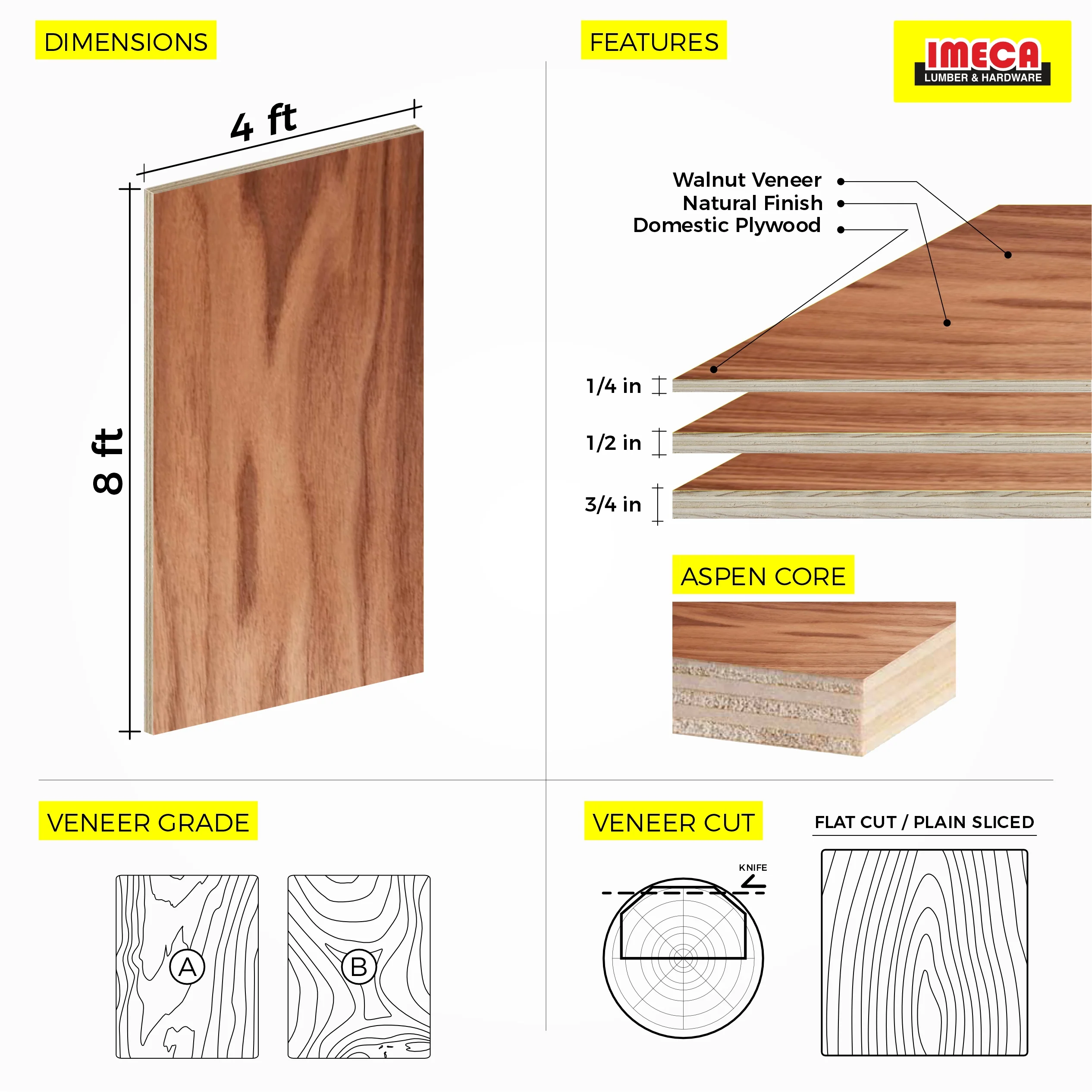Walnut Plywood, Plain Sliced Veneer 4 ft x 8 ft - Image 7