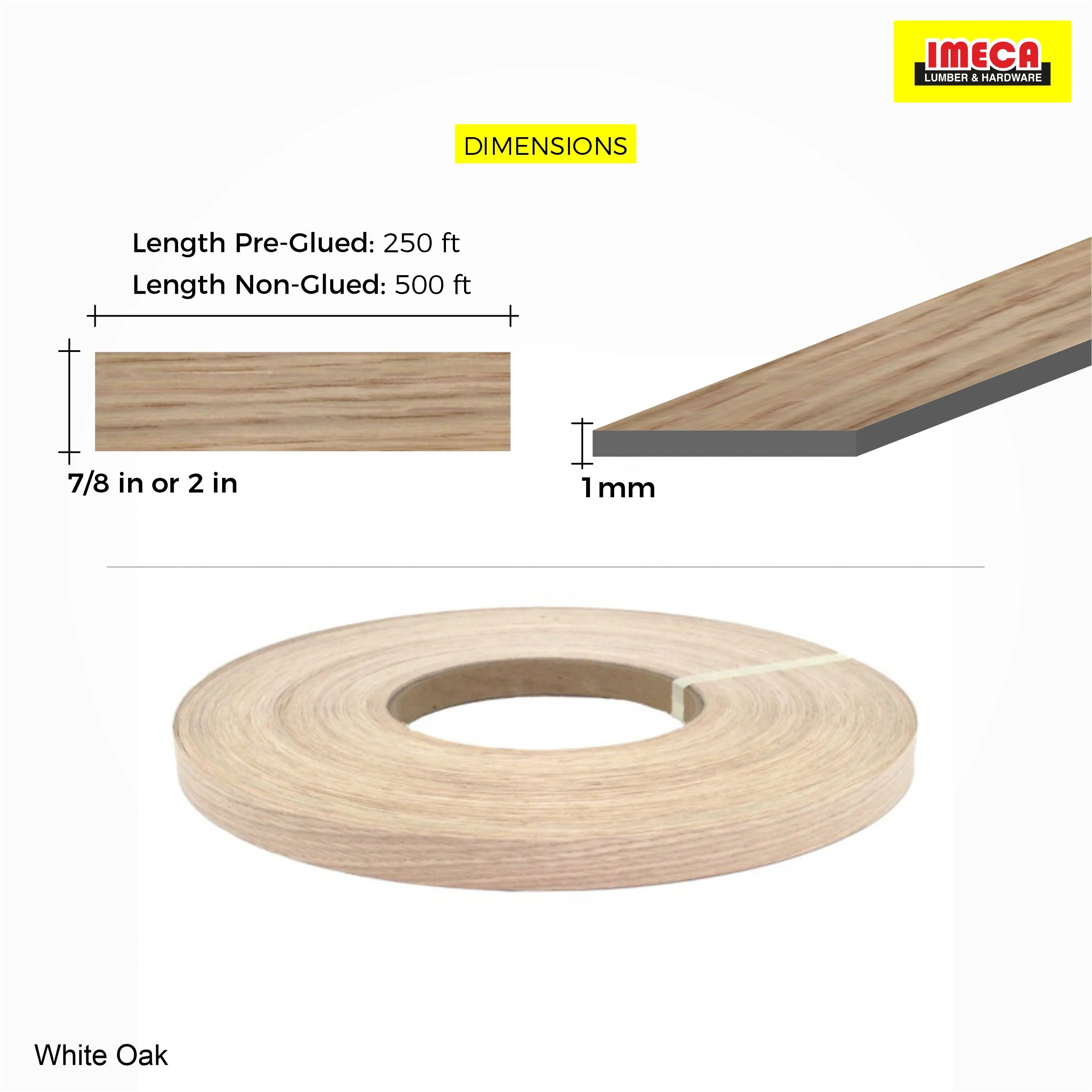 White Oak Wood Veneer Edge Banding - Image 2