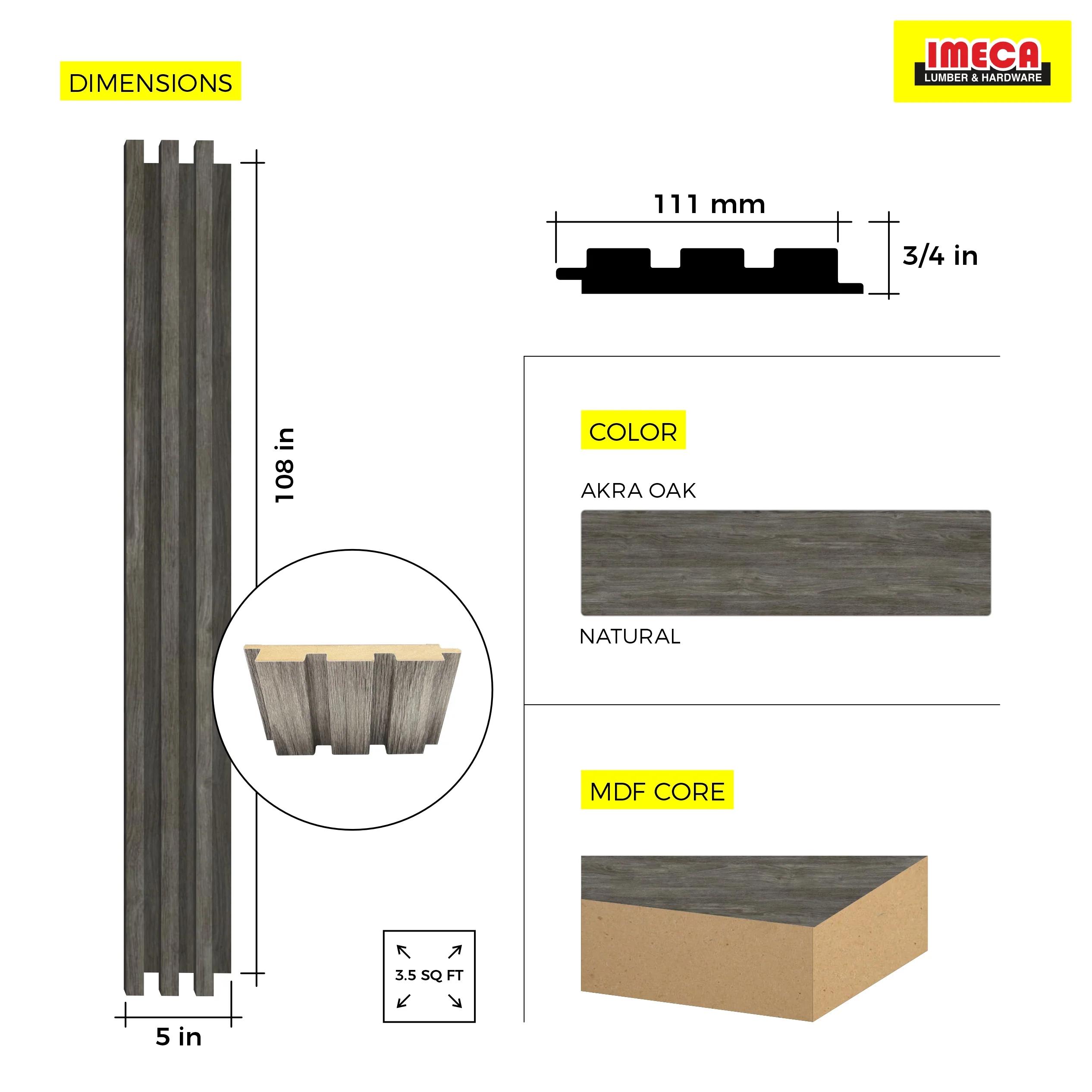 WOOD PANEL MATT AKRA OAK MESE -3042  5"x108" 18MM 3.5 SqFT  G1 - Image 3