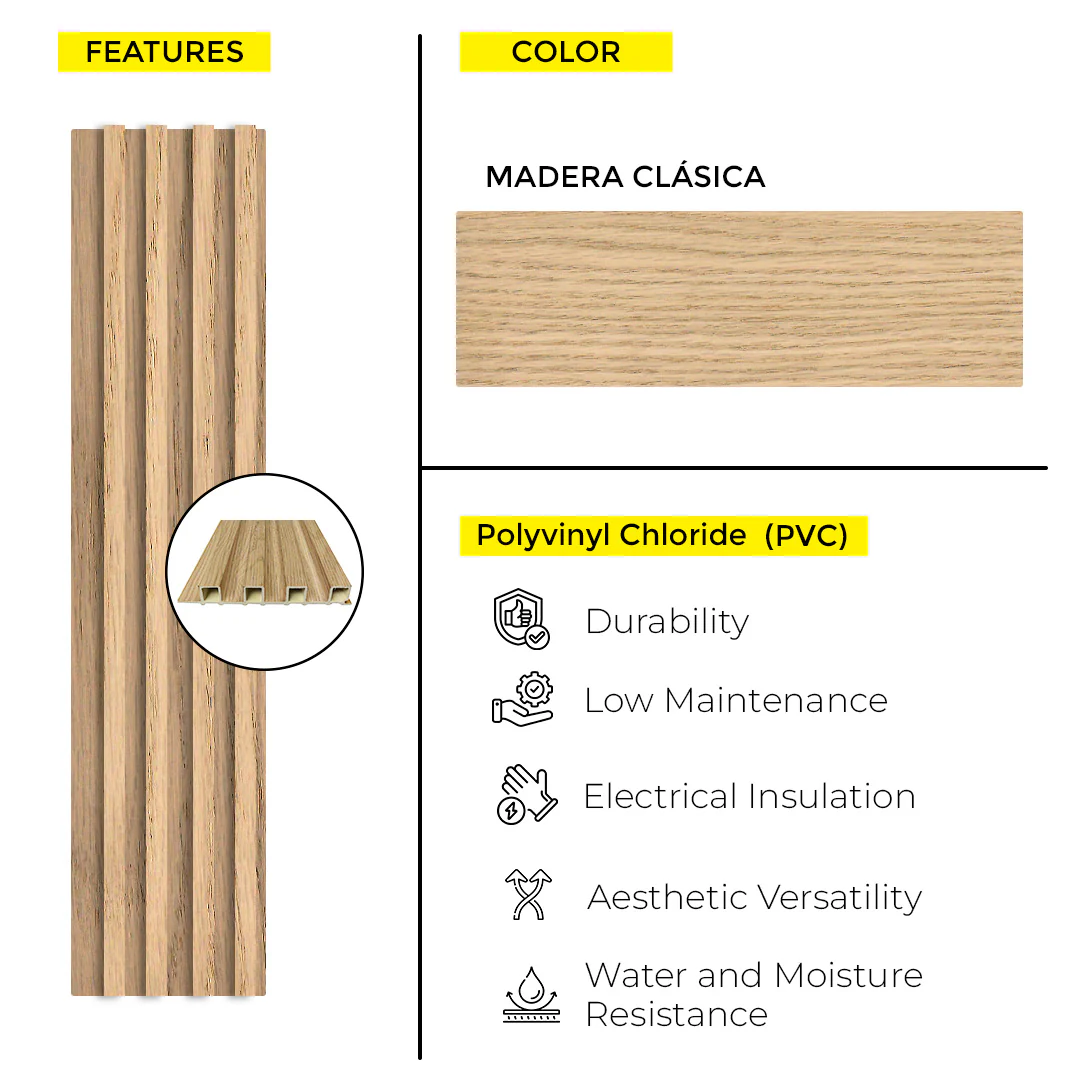 WOOD PANEL PVC MADERA CLASICA 9.5 FT x 6.29 Inch - Image 4