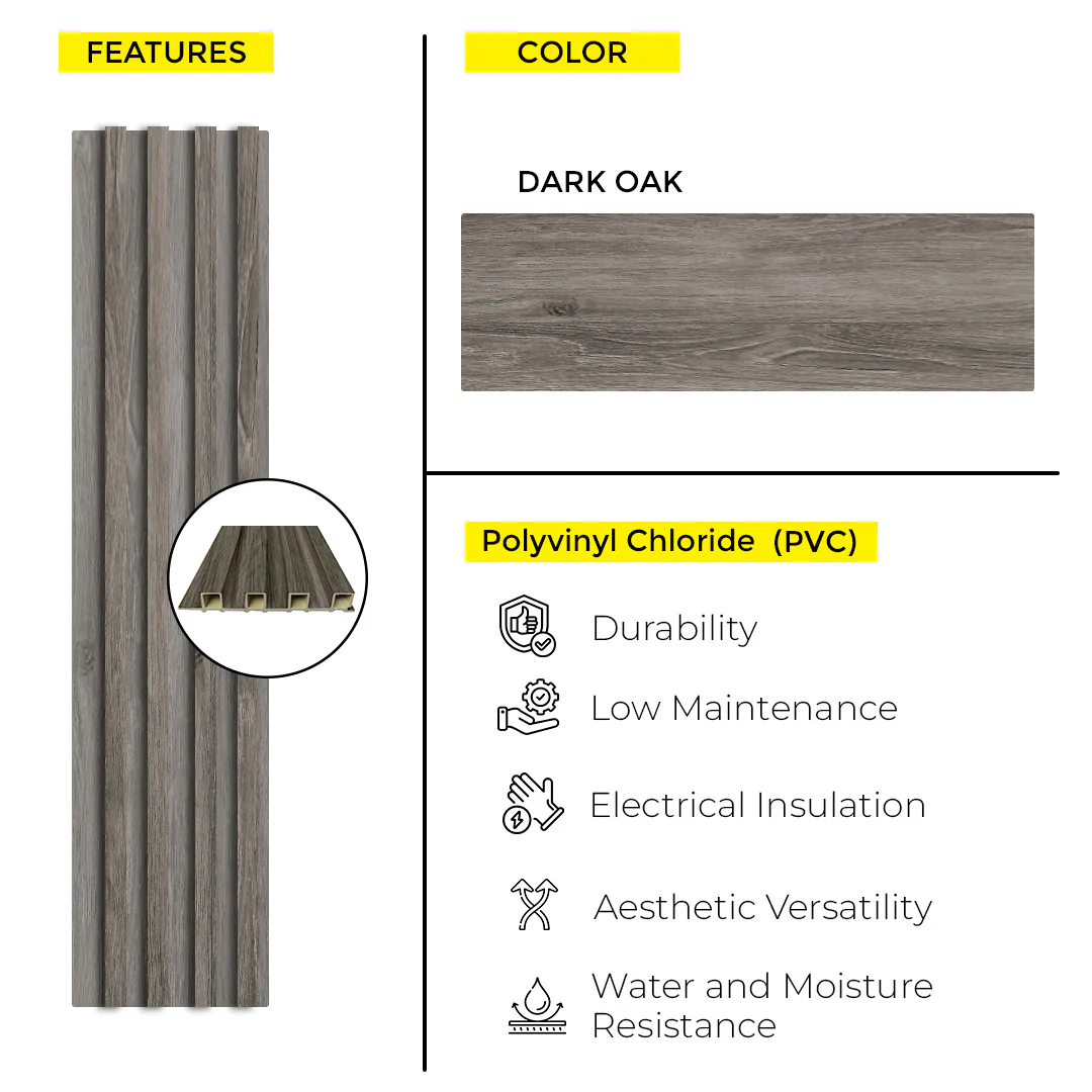 WOOD PANEL PVC DARK OAK 9.5 FT x 6.29 Inch - Image 3