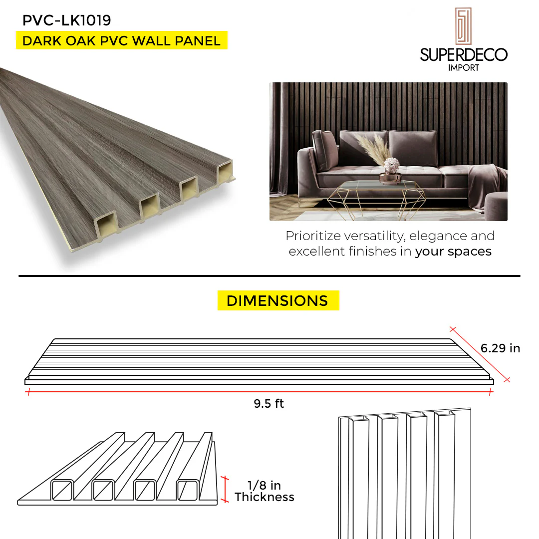 WOOD PANEL PVC DARK OAK 9.5 FT x 6.29 Inch - Image 4